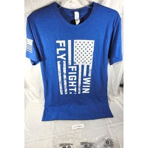Bayside Tri-Blend 'Fly Fight Win' US Air Force T-Shirt - Heather Royal Blue - S